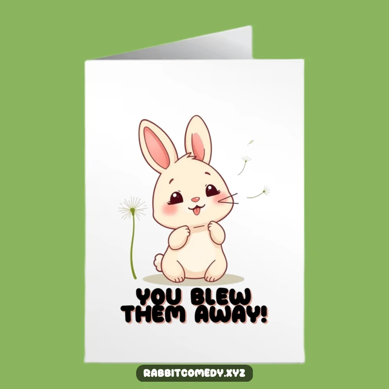 Free Printable Congrats Card: Giggling Rabbit & Dandelions - Joyful Downloadable Gift!