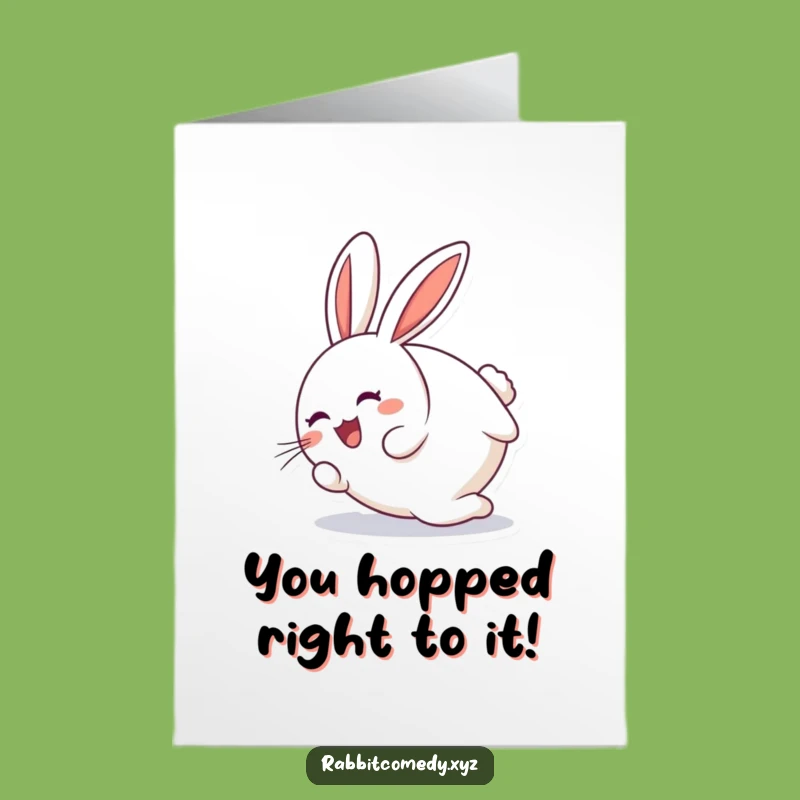 Free Printable Rabbit Congrats Card: Joyful Tumbling Design for a Hoppy Achievement