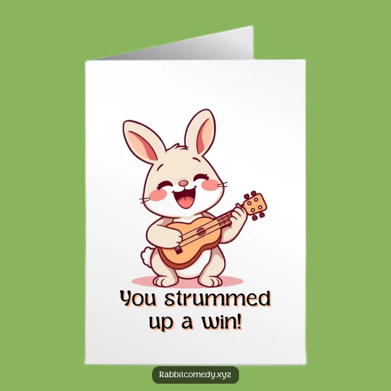Free Printable Congrats Card: Happy Rabbit Ukulele, Funny Downloadable Gift