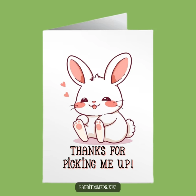 Free Printable Kawaii Rabbit Thank You Card: Clumsy Feet Downloadable Funny Gift
