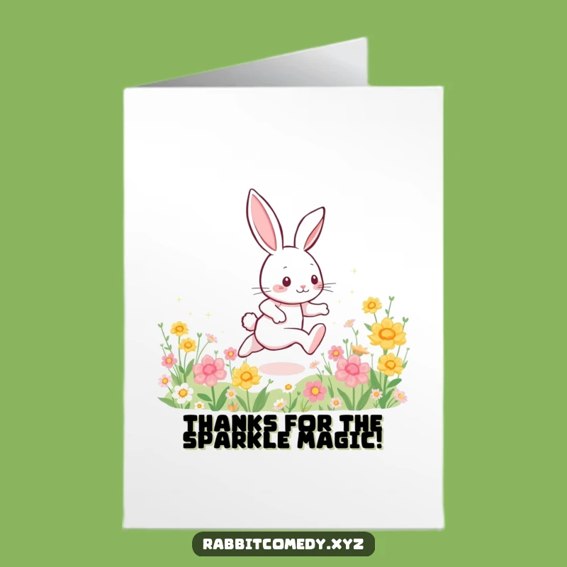 Free Printable Sparkle Rabbit Thank You Card - Energetic Fun Downloadable Gift