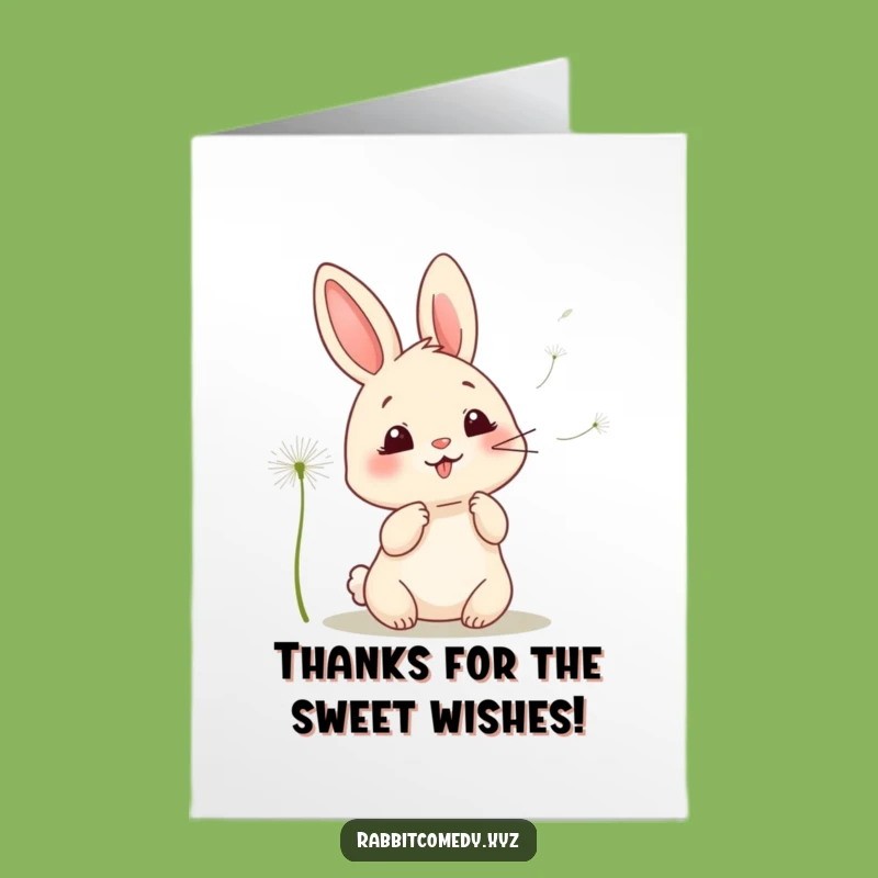 Free Printable Thank You Card: Giggling Rabbit, Dandelions - Heartfelt Downloadable Gift!