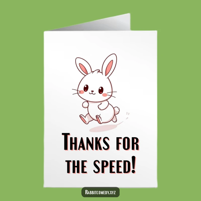 Free Printable Thank You Card: Kawaii Rabbit Speed Thank You, Downloadable Gift