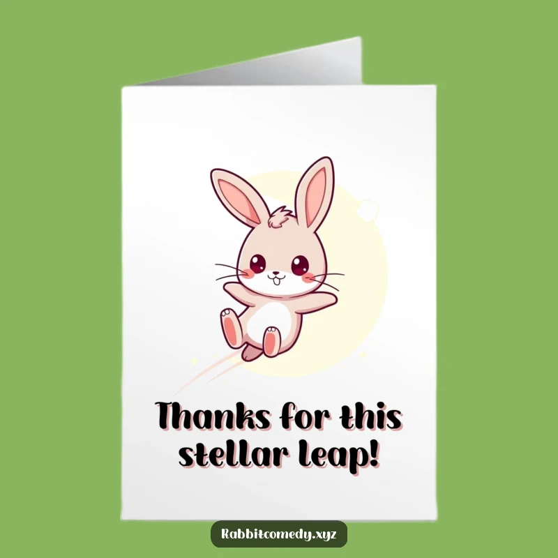 Free Printable Thank You Card: Rabbit Moonbeam Leap Funny Downloadable