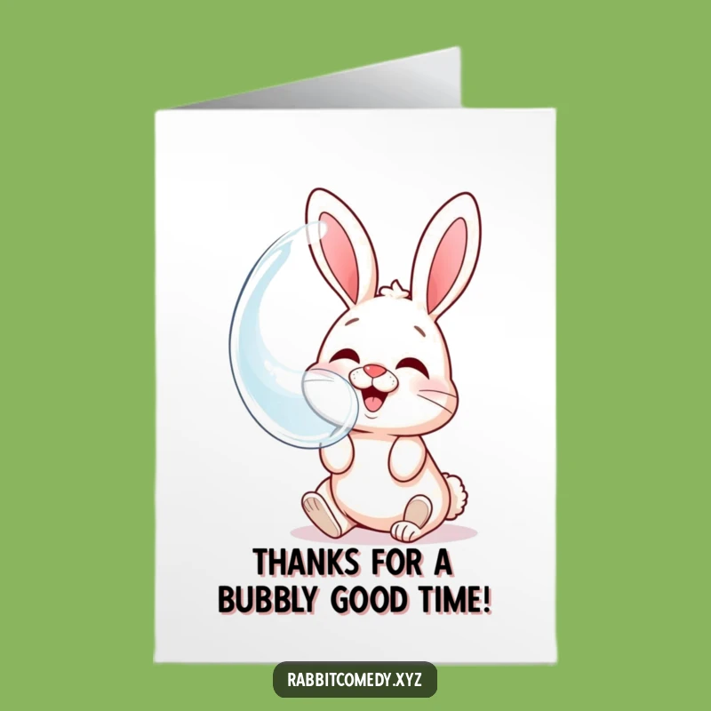 Free Printable Thanks Card: Giggling Rabbit Bubble, Funny Downloadable Gift