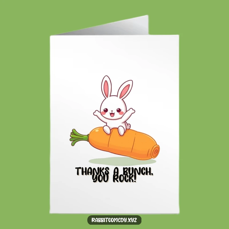 Free Printable Thank You Card: Funny Kawaii Rabbit Carrot Leap, Express Gratitude with Humor
