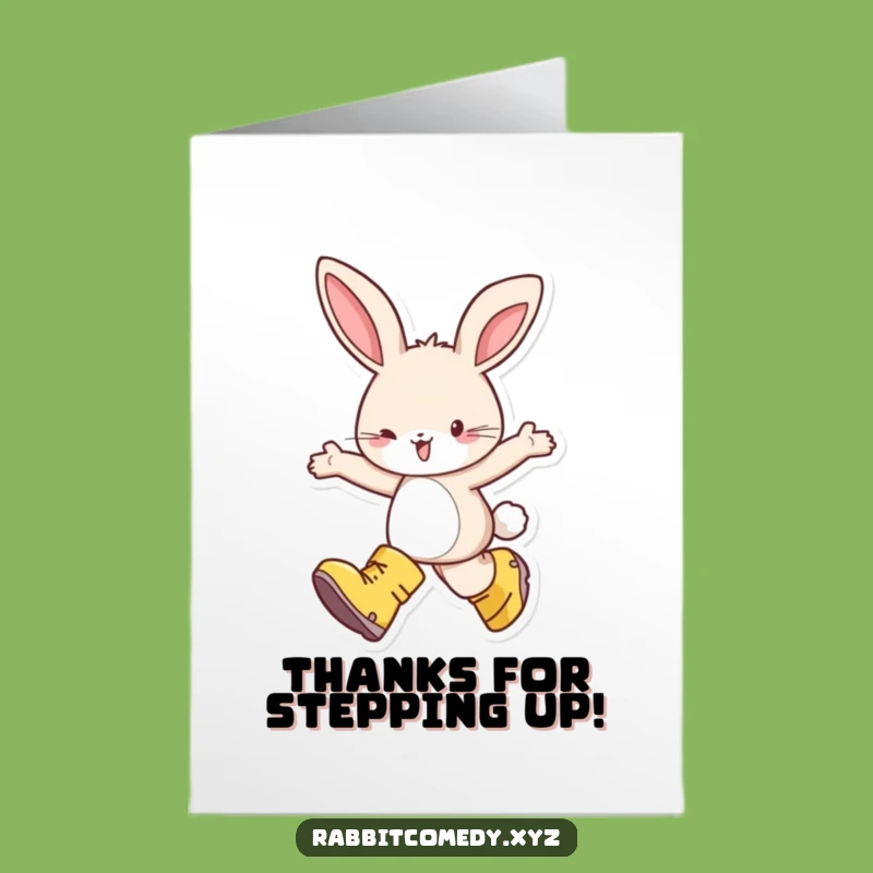 Free Printable Thank You Card: Happy Rabbit, Big Boots, Grateful Gift