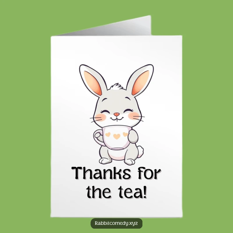 Free Printable Thank You Card: Rabbit Teacup Grace, Downloadable Polite Gift