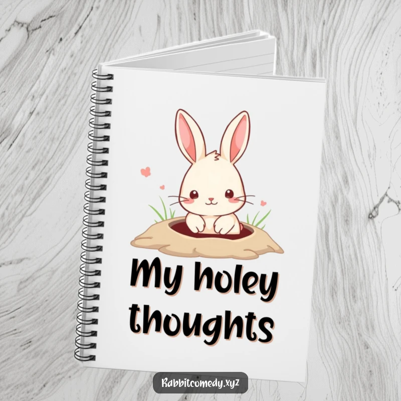 Funny Notebook with a cute rabbit peeking from a hole, ideal for jotting down notes with a dash of adorable humor.