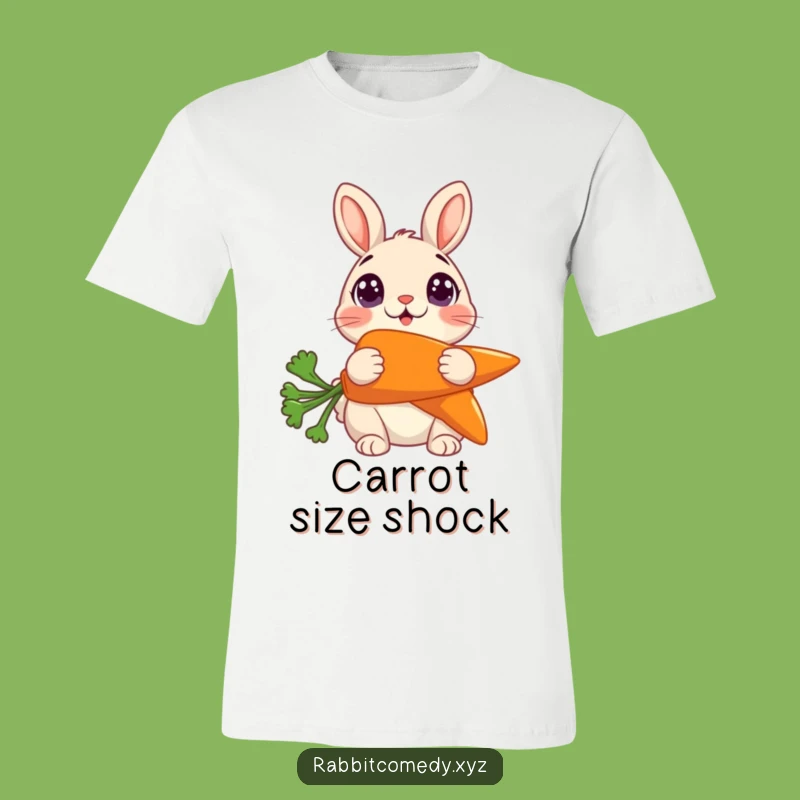 Funny Surprised Rabbit Carrot T-Shirt: Shocked Character Funny Gift