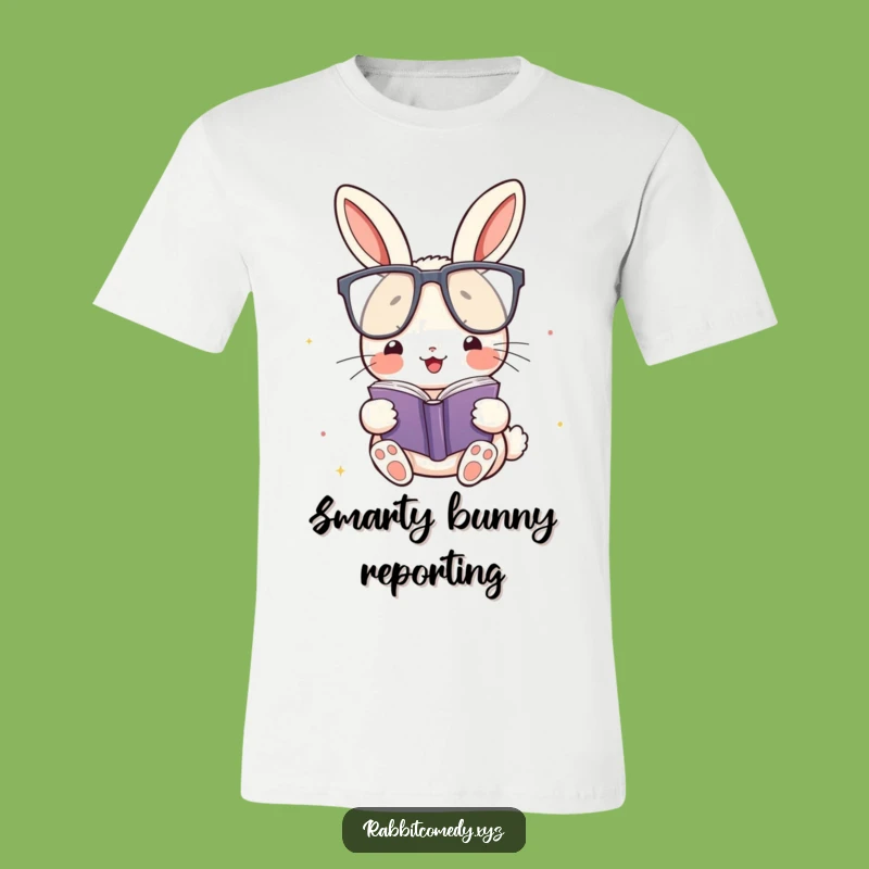 Funny Kawaii Rabbit Glasses T-Shirt: Bookworm Character Tee - Hilarious Gift!