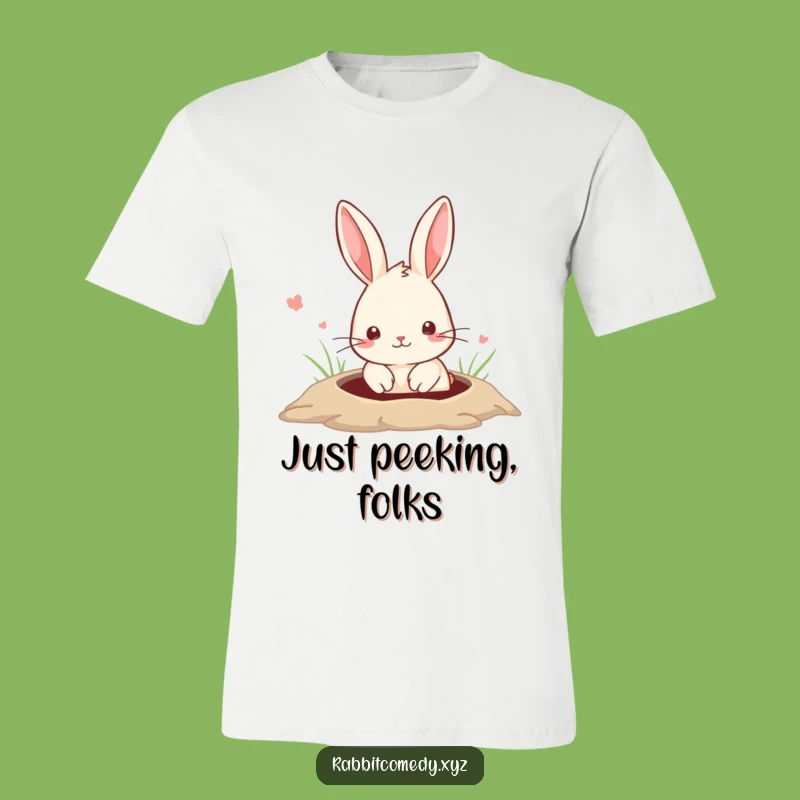 Funny Peeking Rabbit T-Shirt: Cute Ground Hole Surprise, Funny Gift