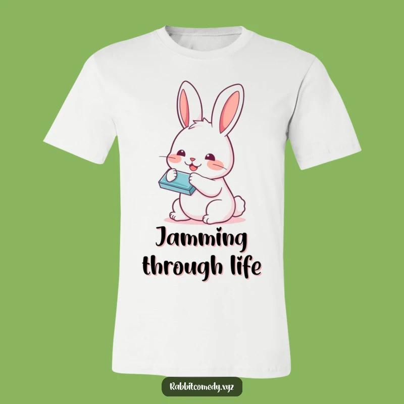 Funny Kawaii Rabbit Playing Harmonica T-Shirt: A Cute & Comical Musical Tee
