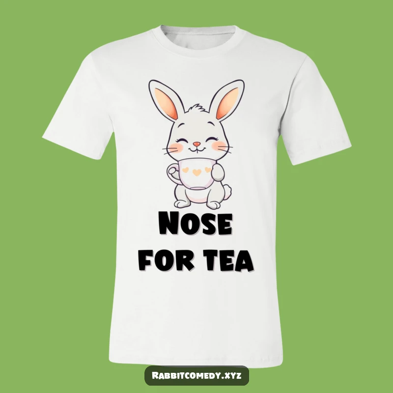 Funny Smiling Rabbit Teacup T-Shirt - Elegant & Comical Cartoon Tee Gift