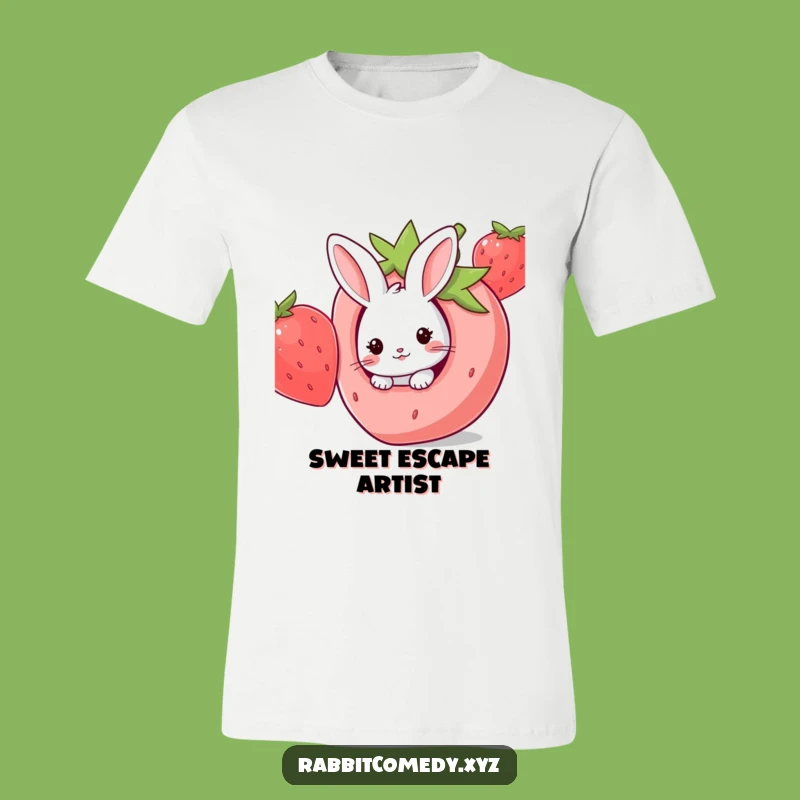 Funny T-Shirt: Kawaii Rabbit's Strawberry Hideout, Cute Surprise, Hilarious Gift