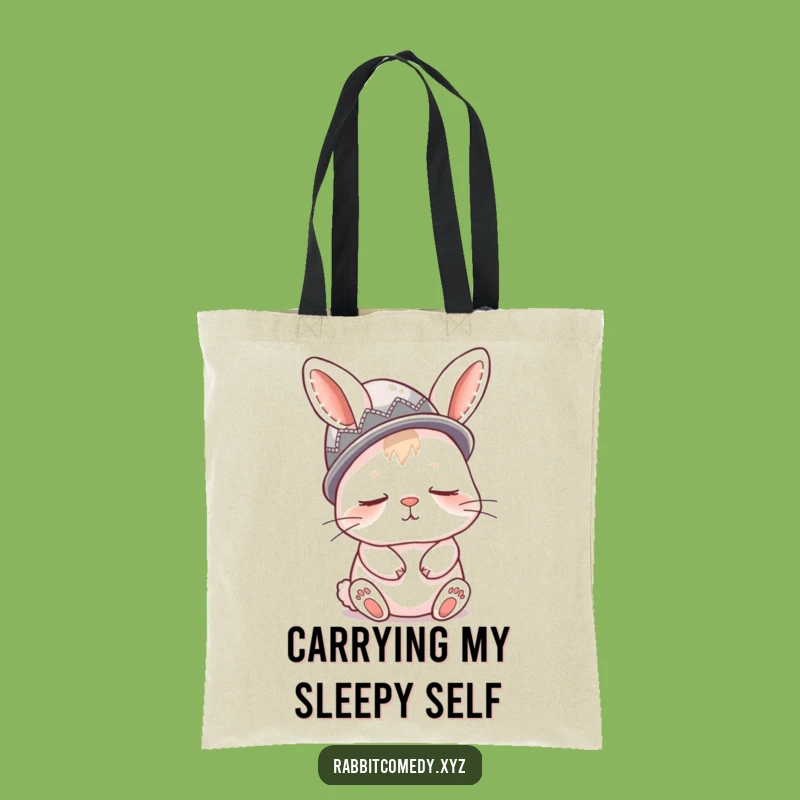 Funny Sleepy Rabbit Tote Bag, Carry Your Comfort with Adorable Humor