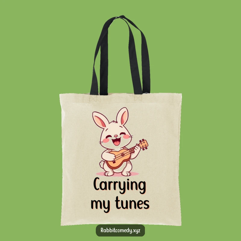 Funny Happy Rabbit Ukulele Tote Bag: Carry Your Tunes