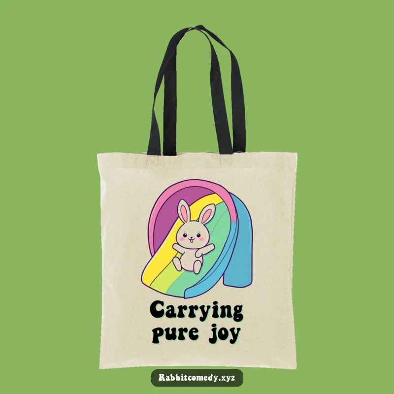Funny Rainbow Slide Rabbit Tote Bag: Gleeful Character Carry-All - Gift!