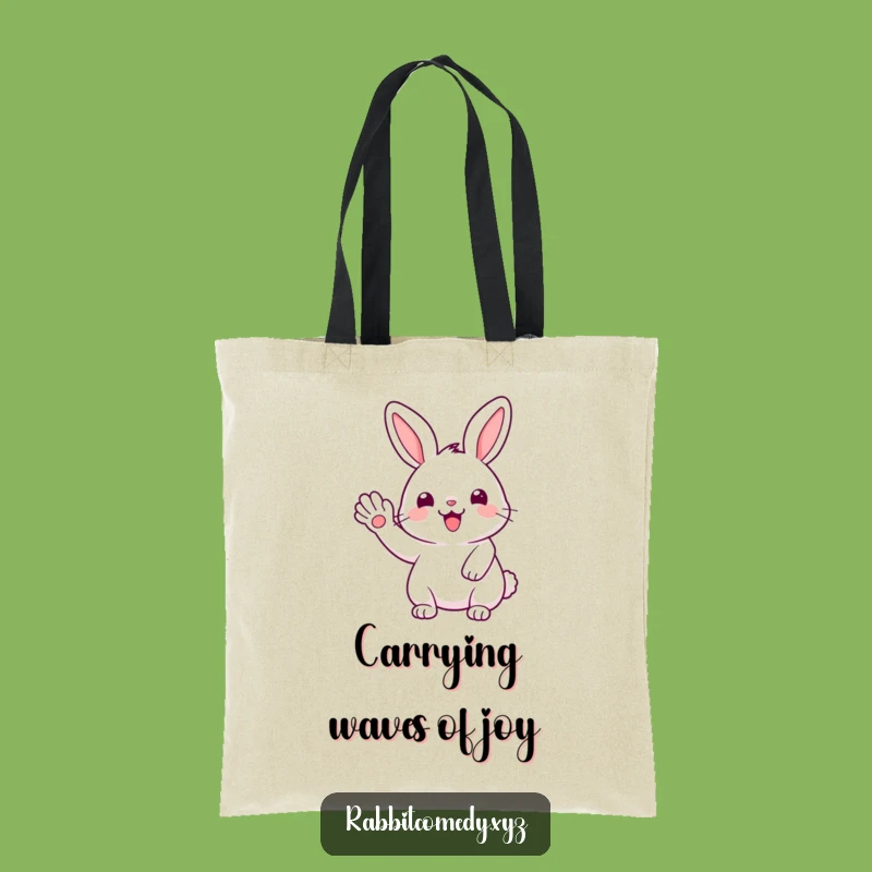 Funny Tote Bag: Kawaii Rabbit Wave, Carry Joy, Stylish Accessory