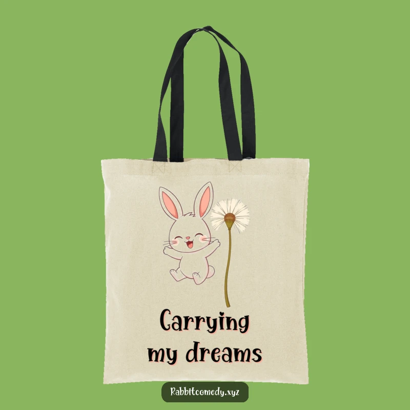 Funny Determined Rabbit Tote Bag - Carry Your Dreams - Whimsical Gift