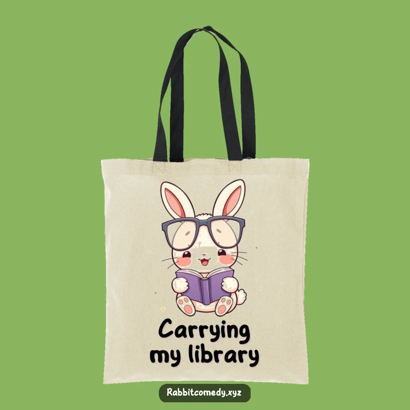 Funny Kawaii Rabbit Glasses Tote Bag: Bookish Character Carry-All - Gift!