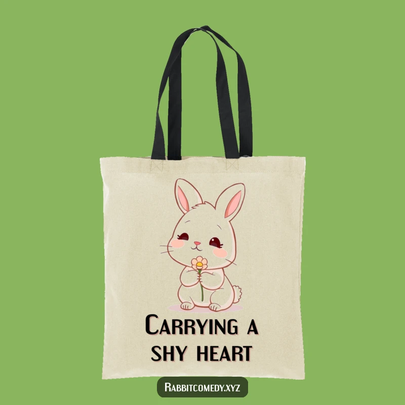 Funny Shy Rabbit Flower Tote Bag: Carry Sweetness, A Hilarious Funny Gift!