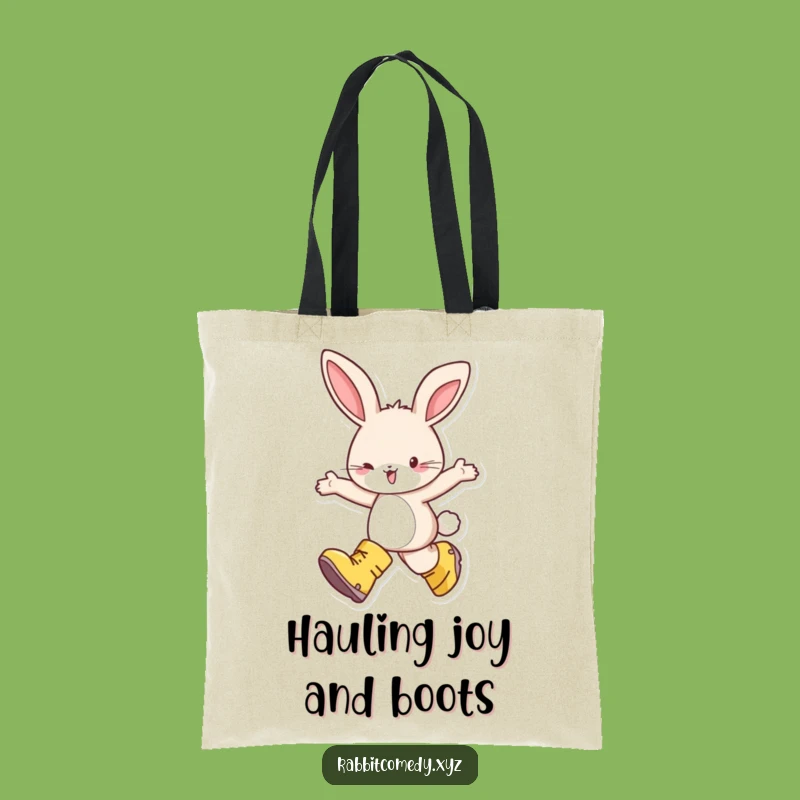 Funny Rabbit Boots Tote Bag - Joyful Skipping Shopping Gift