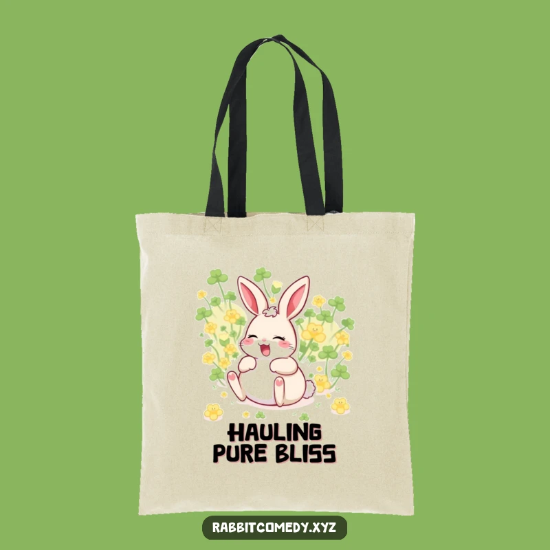 Funny Giggling Rabbit Tote Bag: Carry Joy, Playful Clover Humor Gift