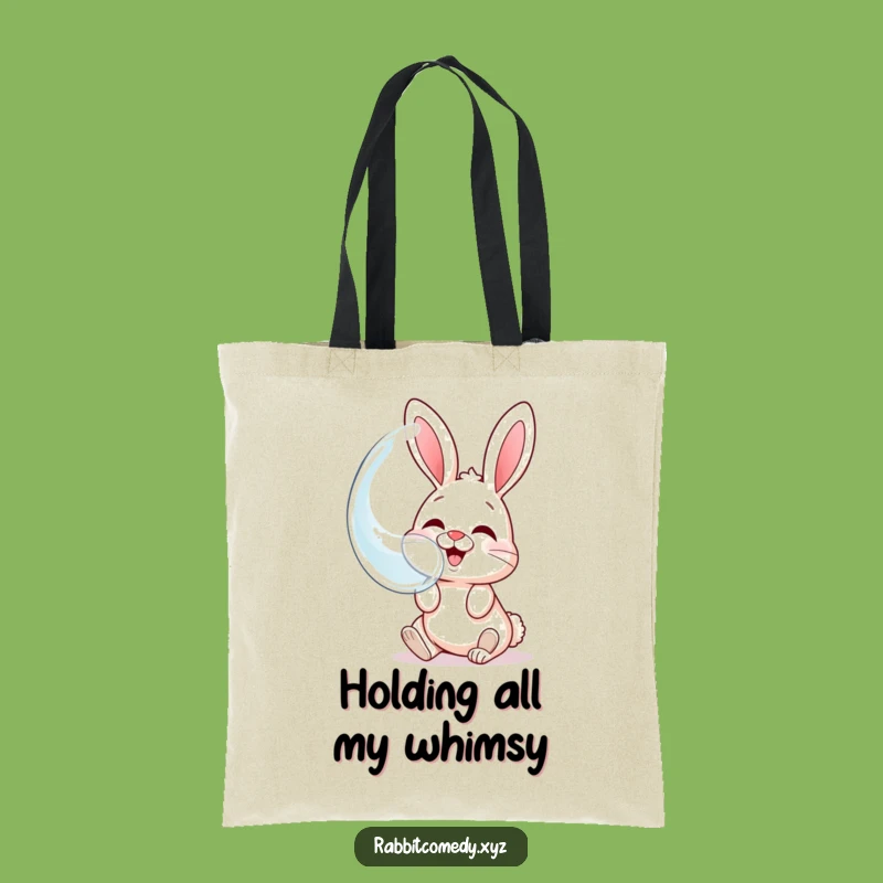Funny Giggling Rabbit Bubble Tote Bag: Carry Your Laughs