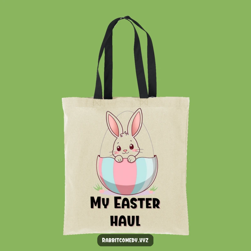 Funny Easter Rabbit Tote Bag: Curious Peeking Bunny Bag, Humorous Gift